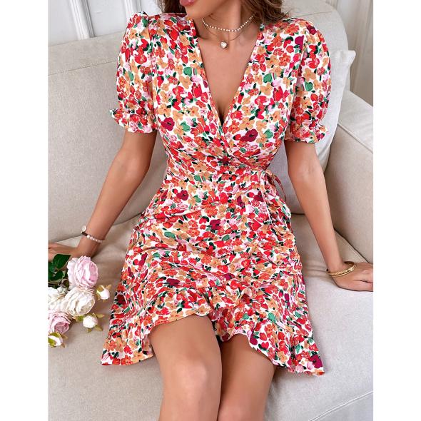 Apricot Floral Print Wrap Playsuit  |  Womens Jumpsuits & Playsuits Clothing Jumpsuits & Playsuits