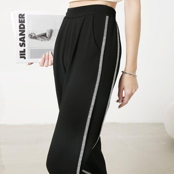 Black Animal Print Side Stripe Wide Leg Joggers  |  Womens Lounge & Sports Clothing Lounge & Sports