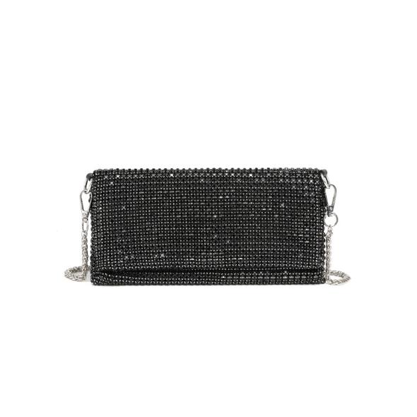 Black Bead Embellished Zip Clutch Bag  |  Womens Bags Accessories Bags