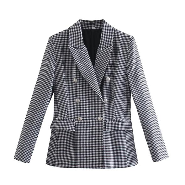 Black Bouclé Knit Check Military Blazer  |  Womens Blazers Blazers Blazers