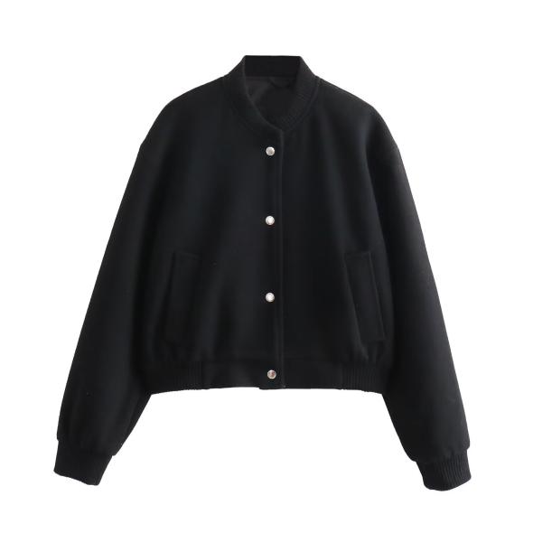 Black Brushed Crop Bomber Jacket  |  Womens Coats & Jackets Clothing Coats & Jackets