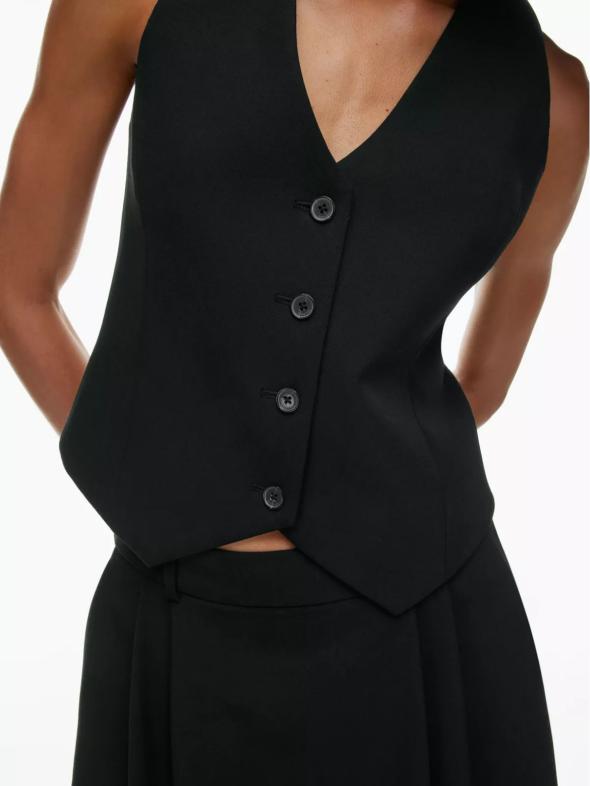 Black Button Front Waistcoat  |  Womens Suits & Tailoring Clothing Suits & Tailoring