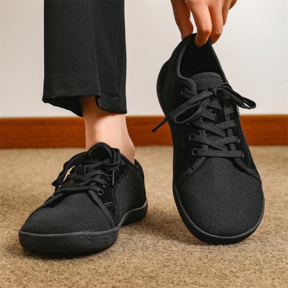 Black Canvas Double Sole Lace Up Trainers  |  Womens Trainers Shoes Trainers