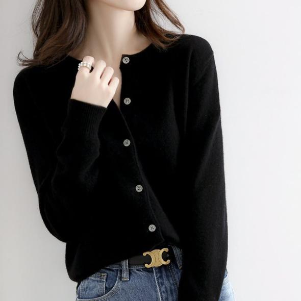 Black Compact Knit Gold Button Cardigan  |  Womens Jumpers & Cardigans Clothing Jumpers & Cardigans