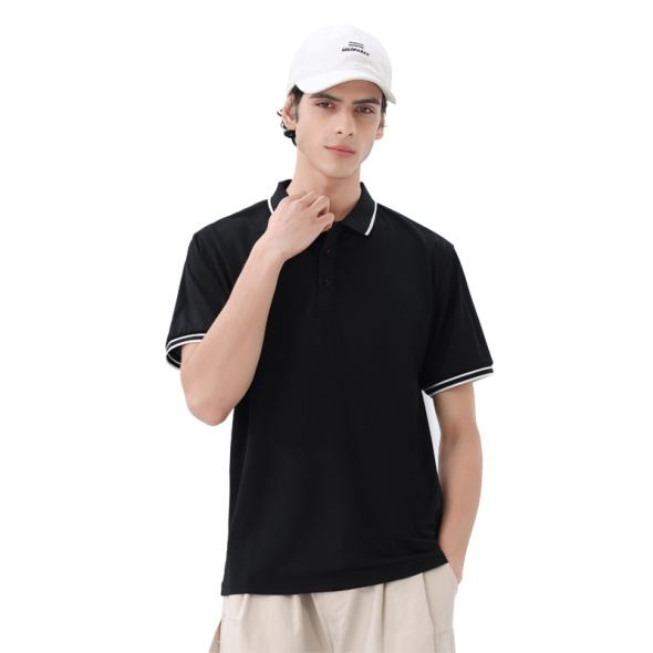 Black Contrast Trim Regular Fit Polo Top  |  Mens T-Shirt & Polos Clothing Mens