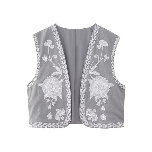 Black Cotton Embroidered Waistcoat  |  Womens Waistcoats Clothing Waistcoats