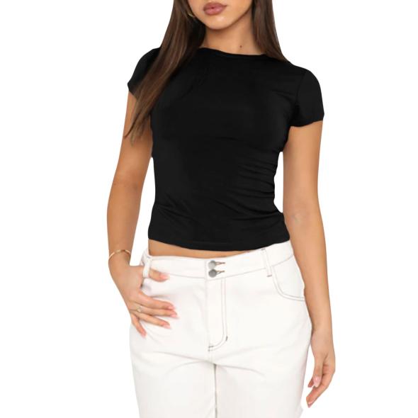 Black Crew Neck Slim Fit T-Shirt  |  Womens Basics Basics Basics