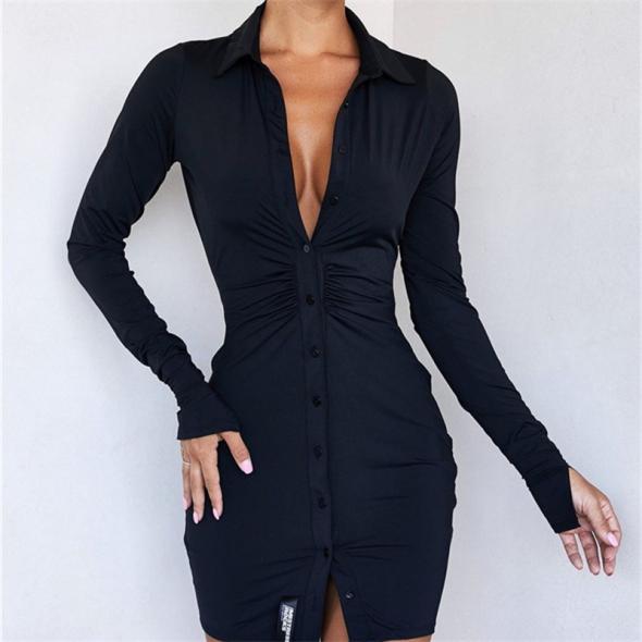 Black Jersey Button Up Mini Dress  |  Womens Dresses Clothing Dresses