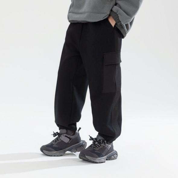 Black Jersey Cuffed Cargo Joggers  |  Mens Joggers Clothing Joggers