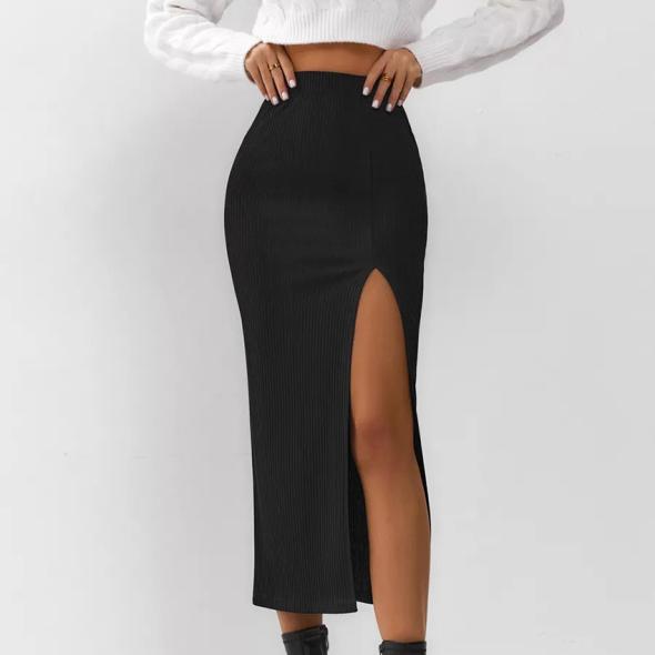 Black Knit Wrap Maxi Beach Skirt  |  Womens Co-Ords Clothing Co-Ords