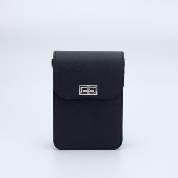 Black Leather-Look Cross-Body Phone Bag  |  Womens Bags Accessories Bags