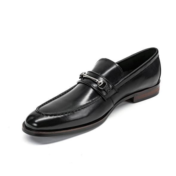 Black Leather-Look D Ring Loafers  |  Mens Shoes Mens Mens