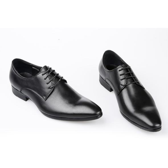 Black Leather-Look Derby Shoes  |  Mens Shoes Mens Mens