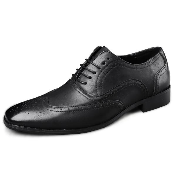 Black Leather-Look Lace Up Brogues  |  Mens Shoes Mens Mens