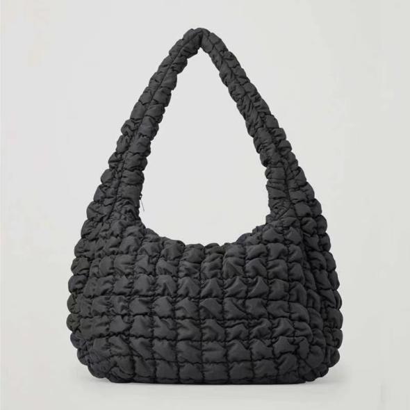 Black Long Strap Quilted Shoulder Bag  |  Womens Bags Accessories Bags