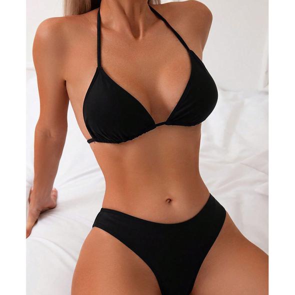 Black Moulded Triangle Bikini Top  |  Womens Swimwear & Beachwear Clothing Swimwear & Beachwear