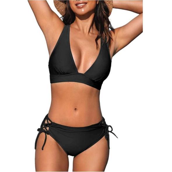 Black Moulded Triangle Bikini Top  |  Womens Swimwear & Beachwear Clothing Swimwear & Beachwear