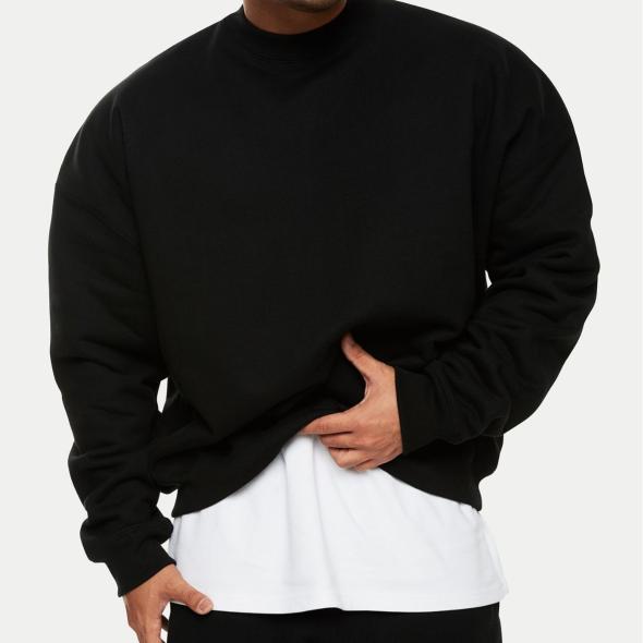 Black Oversized Crew Neck Sweatshirt  |  Mens Lounge & Sports Clothing Hoodies & Sweats