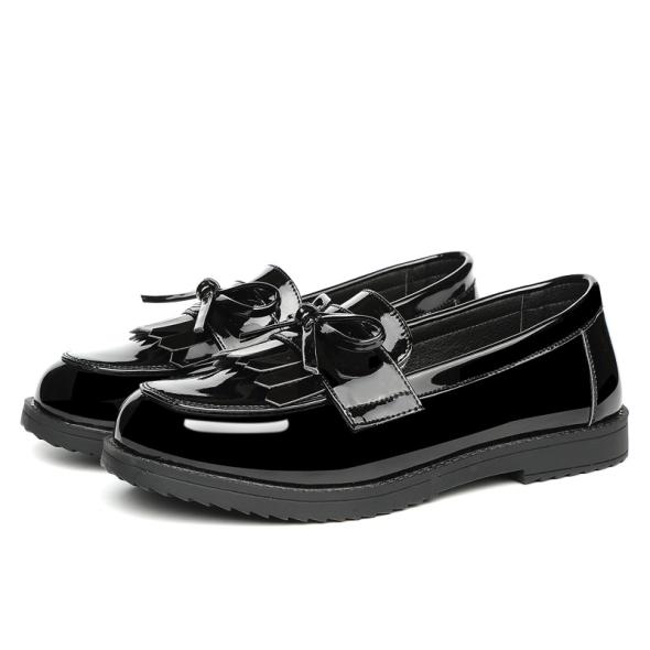 Black Patent Tassel Trim Loafers  |  Womens Loafers Loafers Loafers