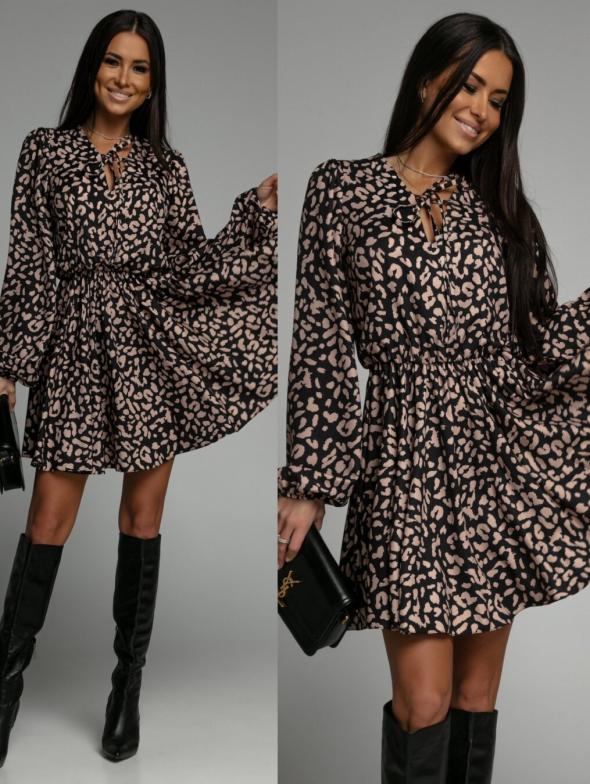 Black Printed Keyhole Neck Mini Dress  |  Womens Dresses Clothing Dresses