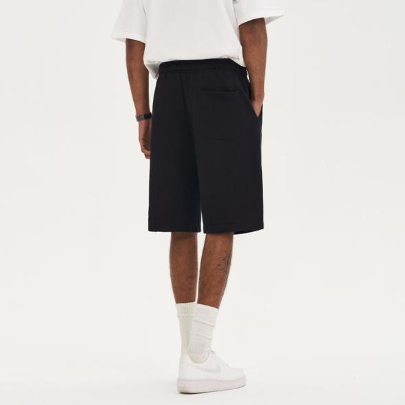 Black Relaxed Fit Cotton Pintuck Drawstring Shorts  |  Mens Shorts Clothing Mens