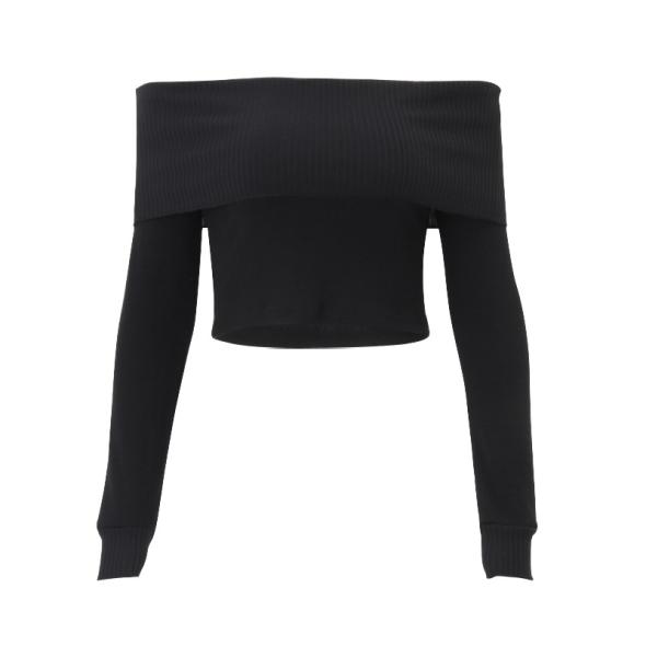 Black Rib Knit Foldover Bardot Jumper  |  Womens Jumpers & Cardigans Clothing Jumpers & Cardigans