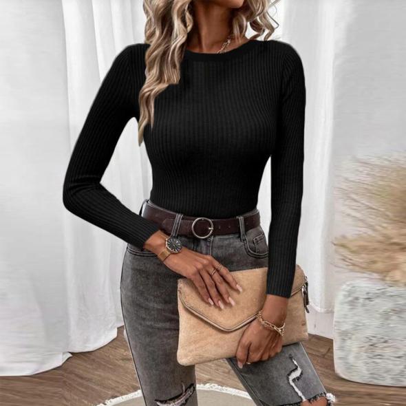 Black Ribbed Knit Crew Neck Jumper  |  Womens Jumpers & Cardigans Clothing Jumpers & Cardigans