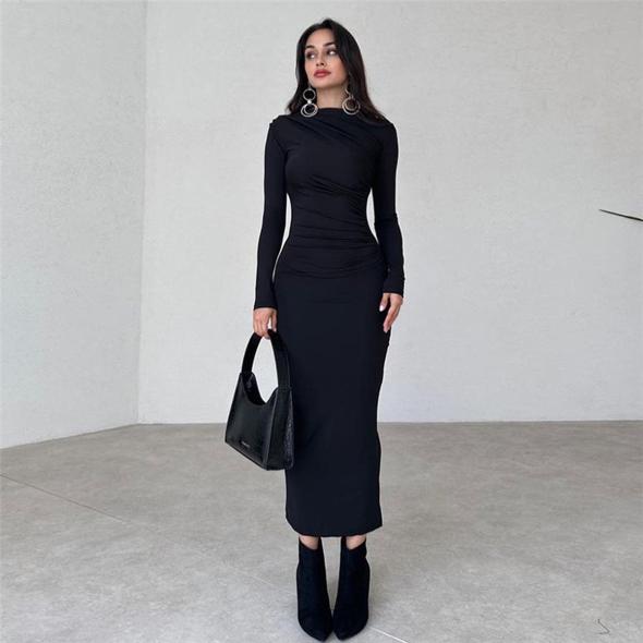 Black Ruched Jersey Bodycon Midi Dress  |  Womens Dresses Clothing Dresses