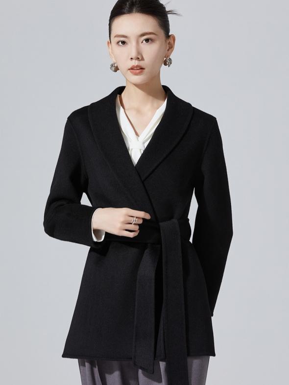 Black Short Belted Coat  |  Womens Coats & Jackets Clothing Coats & Jackets