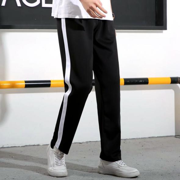 Black Side Stripe Wide Leg Joggers  |  Womens Lounge & Sports Clothing Lounge & Sports