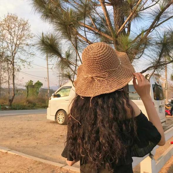 Black Straw Effect Packable Bucket Hat  |  Womens Hats Accessories Hats