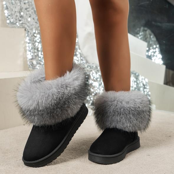 Black Suedette Faux Fur Trim Mule Slippers  |  Womens Nightwear Clothing Nightwear