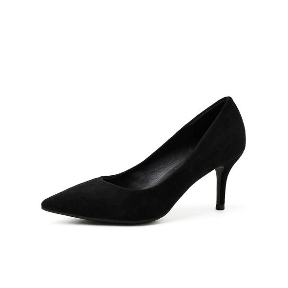 Black Suedette Pointed Stiletto Heel Court Shoes  |  Womens Heels Heels Heels