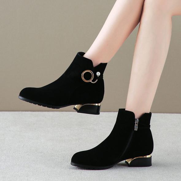 Black Suedette Zipped Ankle Boots  |  Womens Boots Boots Boots