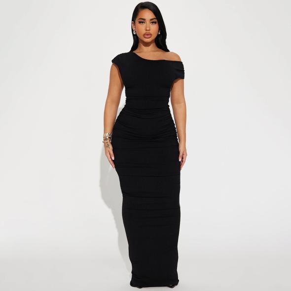 Black Twist Shoulder Maxi Dress  |  Womens Going Out Clothing Going Out