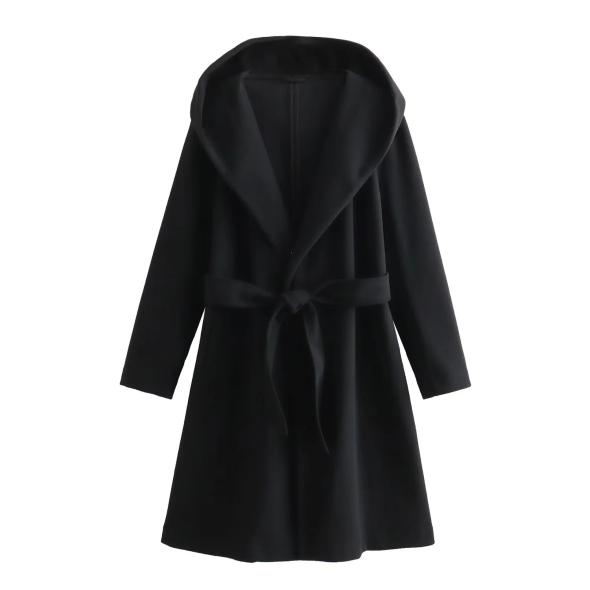 Black Unlined Hooded Wrap Coat  |  Womens Coats & Jackets Clothing Coats & Jackets