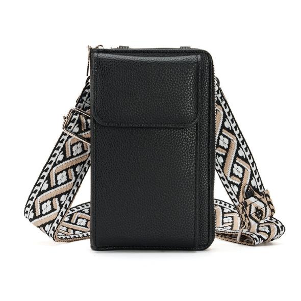 Black Velvet Diamanté Strap Phone Bag  |  Womens Bags Accessories Bags