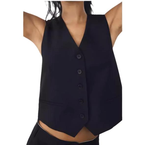 Black Woven Waistcoat  |  Womens Waistcoats Clothing Waistcoats