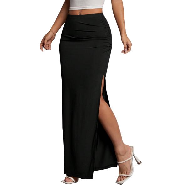 Black Wrap Split Front Sarong Maxi Skirt  |  Womens Swimwear & Beachwear Clothing Swimwear & Beachwear