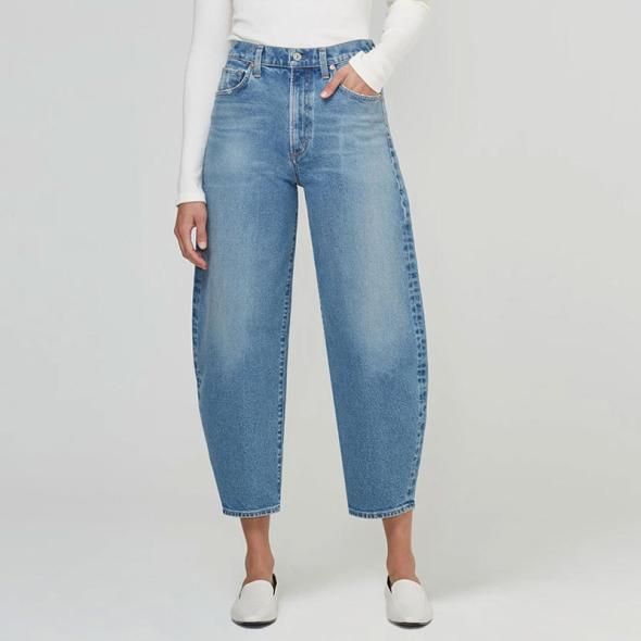 Blue Denim Barrel Leg Jeans  |  Womens Jeans Clothing Denim