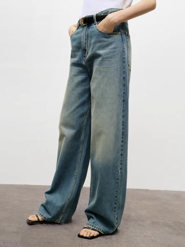 Blue Low Rise Wide Leg Jeans  |  Womens Denim Clothing Denim