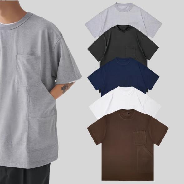 Blue Oversized Heavyweight Cotton Chest Pocket T-Shirt  |  Mens T-Shirt & Polos Clothing Mens