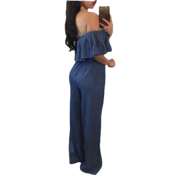 Blue Vanilla Glitter Stripe Bardot Wide Leg Jumpsuit  |  Womens Jumpsuits & Playsuits Clothing Jumpsuits & Playsuits