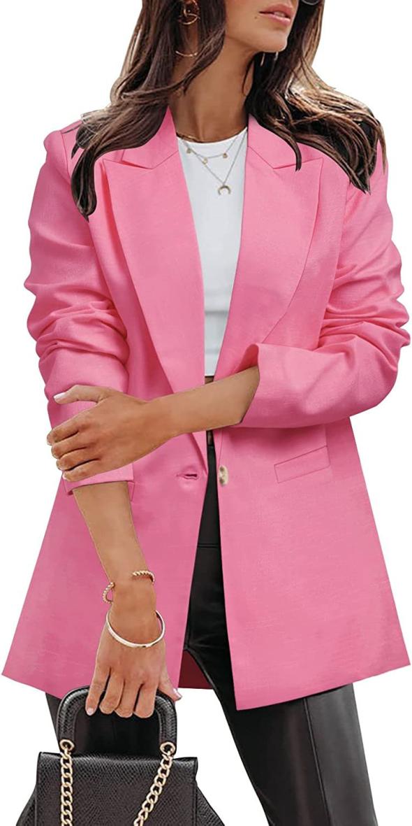 Bright Pink Ruched Sleeve Blazer  |  Womens Blazers Blazers Blazers