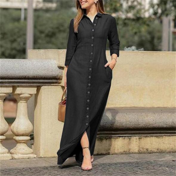 Brown Button Front Ribbed Maxi Dress  |  Womens Dresses Clothing Dresses