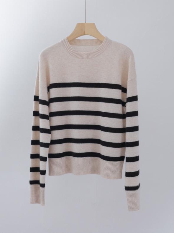 Brown Crew Neck Striped Jumper  |  Womens Jumpers & Cardigans Clothing Jumpers & Cardigans