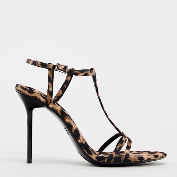 Brown Leopard Print Block Heel Sandals  |  Womens Sandals Heels Heels