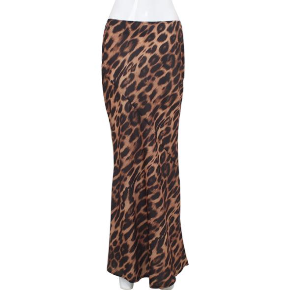 Brown Leopard Print Mesh Midi Skirt  |  Womens Skirts Clothing Skirts