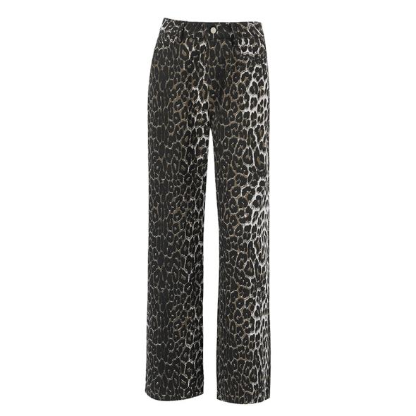 Brown Leopard Print Wide Leg Jeans  |  Womens Denim Clothing Denim