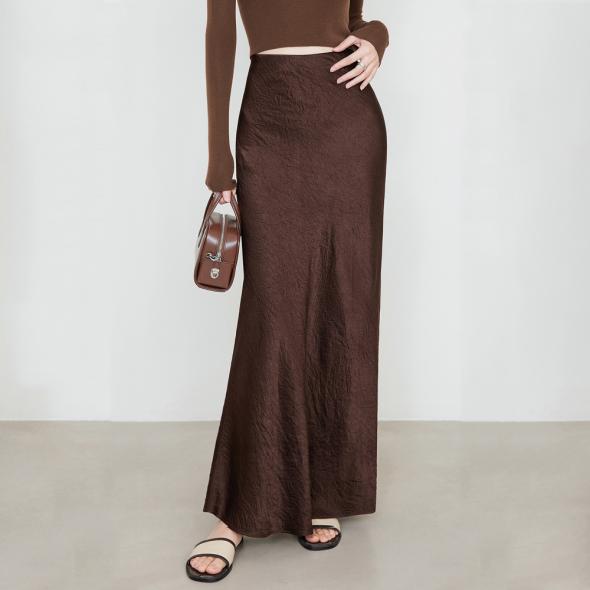 Brown Textured Midi Skirt  |  Womens Skirts Clothing Co-Ords